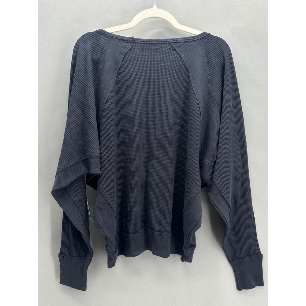 Free People Santa Clara Thermal Top Black Waffle Knit Size S OB1581265 Cozy NWT - Picture 5 of 10